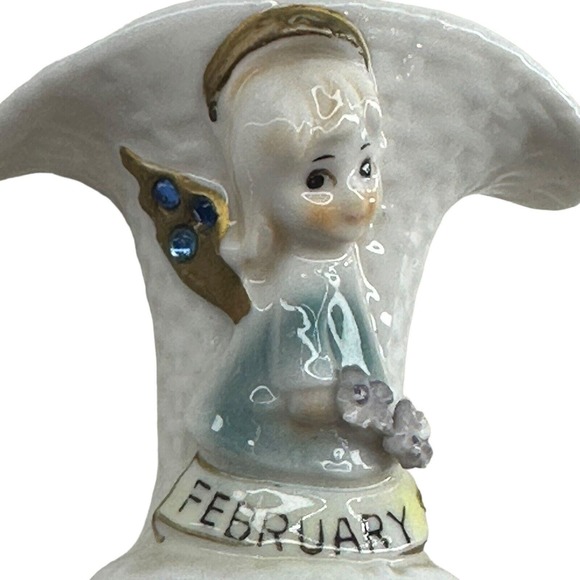 February Birthday Angel Adriane Basket Figure Purple Rhinestones DAMAGE READ VTG - Picture 12 of 12
